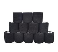 COMOmed Tissus non tissés pansement bandage pansements adhésifs Bandage animal,Bandage auto-adhésif élastique 5 cm X4.5m Noir 12 rouleaux