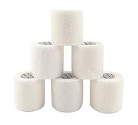 COMOmed Tissus non tissés pansement bandage pansements adhésifs Bandage animal,Bandage auto-adhésif élastique 5 cm X4.5m Blanc 6 rouleaux