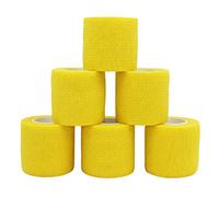COMOmed Tissus non tissés pansement bandage pansements adhésifs Bandage animal,Bandage auto-adhésif élastique 5 cm X4.5m Jaune 6 rouleaux