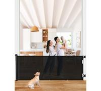 COMOMY 0 à 300cm Barriere de Securite Retractable, Barriere de Securite Enfant, Bébés,Chiens et Chats, Opération à Une Main, Gain de Place, Barrière Extensible pour Escalier/Portes/Extérieur, Noir