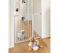 COMOMY Barriere de Securite Enfant Super Haute, 75-110cm Barriere Chien Escalier, sans Percage, Extensible, Fermeture Automatique, Monté sous Pression (Blanc)