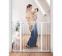 COMOMY Barriere de Securite Enfant Super Haute, 75-124cm Barriere Chien Escalier, sans Percage, Extensible, Fermeture Automatique, Monté sous Pression, Parfait pour Les Escaliers, Portes et Couloirs