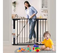 COMOMY Barrière de Sécurité pour Enfants, Barriere Escalier sans Perçage, 75à103cm, Extensible avec 7cm et 14cm Extensions, Fermeture Auto, Noir