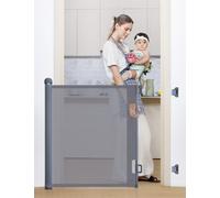 COMOMY Barriere de Securite Retractable 0 à 180cm, Barrière Extensible pour Bébés,Chats et Chiens,Utilisation d'une Seule Main,Gain de Place,Barrière Escalier Bébé pour Escalier/Grille/Extérieur,Blanc