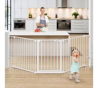COMOMY Barrière Extra Large de 203,2 cm pour bébé, barrière pour Chien, pour Maison, escalier, Porte, cheminée, barrière à Fermeture Automatique pour Animaux domestiques avec Porte traversante, 3