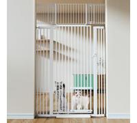COMOMY Barrière Extra Large pour Chats de 180,3 cm, 74,9 à 103,1 cm avec Porte réglable, Montage par Pression, Facile à Traverser avec Porte pour escaliers, Portes, Cuisine, Noir