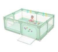 COMOMY Parc Bebe 188x127x66cm, Parc pour Bébés et Jeunes Enfants Large, 4 Anneaux de Traction, Filet Doux et Respirant, Centre d'Activités (Vert)