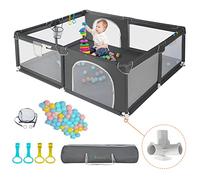 COMOMY Parc pour bébé de 200 cm, parc pour bébés et tout-petits, parc de jeu extra large avec centre d'activités pour enfants, utilisation en intérieur et en extérieur, parc avec base antidérapante