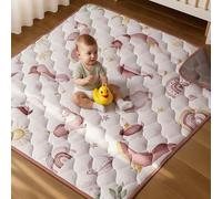 COMOMY Tapis d'eveil Bebe, Extra Doux Tapis de Jeux Bebe, Tapis Sol Bebe de Jeu Pour Parc, Pliable Tapis d'éveil et de Jeux (Rose, 127x127cm)