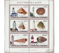 Comores 2086-2091 Feuille Miniature (complète. Edition.) neuf avec Gomme Originale ** MNH 2009 phares & mollusques bivalves (Timbres pour Les collectionneurs) Les phares