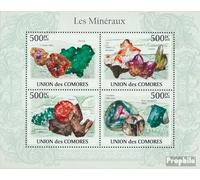 Comores 2632-2635 Feuille Miniature (complète. Edition.) Neuf avec Gomme Originale ** MNH 2010 minéraux (Timbres pour Les collectionneurs) Minéraux/Fossiles/Bijoux/Montres
