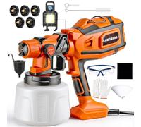 COMOWARE Pulvérisateur de peinture, pistolet pulvérisateur HVLP 1000 W, débit réglable, 5 buses et 3 motifs, récipient amovible de 1400 ml, pour meubles, armoires, clôtures, murs et projets de