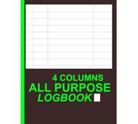 Compact 4-column log book for tracking daily activities, time, inventory/equipment, income/expenses, mileage, orders, donations, debits/credits, or visitors