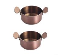 Compact 9cm Stainless Steel Dip Cup 2-Pack Set(Pink gold) | Ergonomic dual handles, secure hold, spill prevention, silver gold pink finish, dining essential