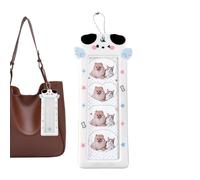 Compact Album Keychain - Pvc Photocard Sleeve for Commuting | 4 Compartment Cartoon Cover, Lightweight 50g Build, 19x6.5x0.1cm Size, Protective Holder for Wallet, Purse, Backpack, Business Travel