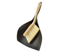 Compact Broom and Dustpan Set, Mini Wooden Handle, Square 22.5x5.5x33.5cm, Oval 24.5x8x38.5cm PP+PET Desk Cleaning Tool for Kitchen, Bedroom, Living Room, Counter