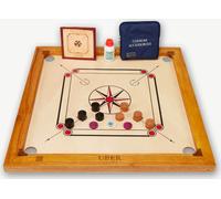 Uber Games Ensemble de planches de jeu junior Carrom - 68,6 x 68,6 cm comprenant Carrom Men, Striker & Powder - Set d'entrée de gamme - Fabriqué en Inde - Convient pour les débutants, les enfants et