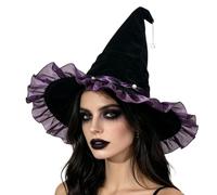Compact Chapeau de sorcière élastique, à large bord Couvre-chef Fête | Sturdy Chapeau de sorcière pour Halloween, fêtes d'Halloween, fêtes déguisées de carnaval, ainsi que la photographie de