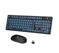 Compact Clavier Souris Ensemble Clavier Et Souris sans Fil, Rétroéclairé Rechargeable avec Affichage du Niveau De Batterie Ergonomique Multimédia(Black)