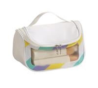 Compact Clear Toiletry Bag, Transparent Toiletry Storage Bag, Clear Travel Bags For Liquids, Travel Toiletry Pouch With Handle, Clear Toiletry Bag Set, Travel Cosmetic Bag with Zipper, blanc,