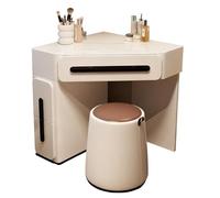 Compact Coiffeuse,Coiffeuse d'angle avec Tabouret, tiroirs, Plateau spacieux,Coin Beauté, Moderne, Blanc 60/80cm(60)