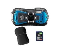 PENTAX Compact étanche WG-90 Bleu + Etui + SD 8 Go