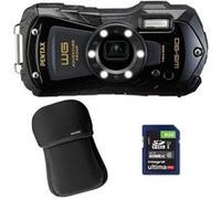 Pentax - Kit photo personnalisé Compact étanche WG-90 Noir avec étui et SD 8 Go