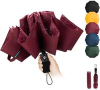 Compact Inverted Folding Umbrella,Portable Travel Umbrellas for Rain,Automatic Men's Windproof Umbrella,210T Coating,Reach 105cm,10 Sections.[V103]