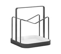 Compact Lid Organizer - Spoon Rest for Kitchen | Stainless Steel with Tray Holder, Pot Lid Stand for Countertop, Apartment, Stove, Cabinet, Home and Organization