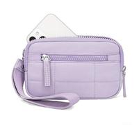 Compact pour mini portefeuille carré avec zone de visualisation en PVC transparent et matériau polyester imperméable pour des besoins de rangement sécurisés (violet)