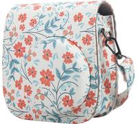 Compact PU Leather Camera Case for Fujifilm Instax Mini 11/9/8/8+,Red flowers,Instax Case
