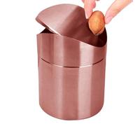 Compact Receptacle - Pivoting Aperture for Disposing | Polished Alloy Cylinder with Centrally Balanced Rotation, Desktop Debris Containment Unit, Sanitary Management Gear for Vanities, Desks