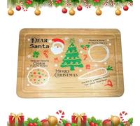 Compact Santa Cookie, Plate Dear Santa, Christmas Eve Treat, Tray | Versatile Christmas Treat, Santa Tray Wooden, Tray Plate Wood, Plates Christmas Decorations, Compact For Kids, Supplies