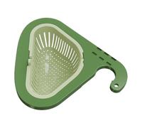 Compact Sink Strainer - Press Pouring No-Drill Food Catcher, 8 Inch Triangle Basket with Drain, Stainless Mesh Filter with Flow, Kitchen Utility Holder, Multiuse Organizer for Fruits, Sponge, Bar