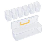 Compact Small Parts, Organizer with Handle, Lid 6-Grid Clear, Storage Box | Portable Small Parts, Tool Nail Organization, Sturdy for Tools, Tackle Jewelry Makeup, Home Office Dorm, Bathroom Garage