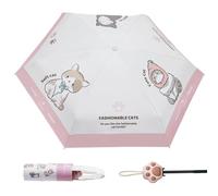 Compact Umbrella for Travel 6 Rib Heavy Duty UV Protection Parasol with Cat