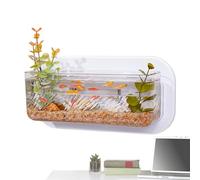 Compact Wall Fish Tank, Small Mounted Aquarium, 8 inch Decorative Bowl with Clear Glass, Mini Habitat Container, Home Decor with Modern Design, Indoor Accessory for Bedroom Kitchen Apartment
