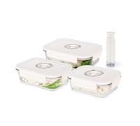 Compactor Aspifresh Lot de 3 Boîtes Alimentaires Sous Vide en Verre avec Pompe Manuelle Hermétiques Dateur Intégré Sans BPA