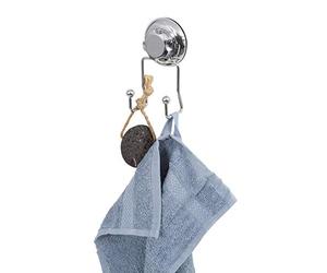 Compactor Bestlock Crochet Double Mural, Montage par Ventouse, Supporte jusqu'à 6 kg, Fer Chromé Antirouille, 7,1 x 5,5 x H.13,5 cm, Chrome