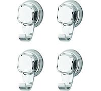 Compactor Bestlock Lot de 4 Crochets Murales, Montage avec Ventouse, Supportant jusqu'à 4 kg, en Fer Chromé Inoxydable, Dimensions : 5,5 x 3,8 x 8 cm, Finition Chromée