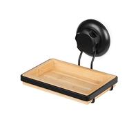 Compactor Bestlock Porte-Savon Mural Noir, Fixation par Ventouse, supporte jusqu'à 6 kg, Bambou et Fer poudré, 14,6 x 12,6 x H.10,5 cm, Noir/Brun, RAN10215 Taille Unique