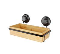 Compactor Bestlock Tablette de Rangement Murale Noire pour Salle de Bain, Fixation par Ventouse, supporte jusqu'à 12 kg, Bambou et Fer poudré, 27,6 x 14,8 x H. 12,7 cm, Noir/Marron, RAN10211