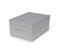 Compactor Boîte de Rangement Pliable avec Couvercle, polypropylène Non tissé et Carton, 30 x 43 x 19cm, Gamme Boston, Gris, RAN10906