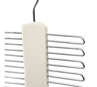 Compactor Cintre Porte-Cravates, Jusqu'à 20 Cravates, Fixation par Crochet, Blanc Cassé, Bois de Lotus et Métal Chromé, 16 x 1.2 x H. 30 cm, RAN7131