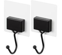 Compactor - Crochet adhésif mural sans perçage, coloris noir mat, Porte serviette salle de bain, accroche torchon cuisine (Lot de 2)