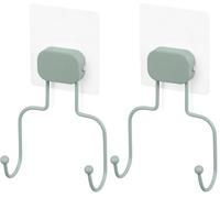 Compactor - Double crochet adhésif mural en métal repositionnable, coloris vert (Lot de 2)