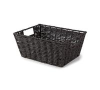 Compactor - Panier de rangement rectangulaire en papier tressé, coloris noir - Panier de rangement pour chambre et salle de bain