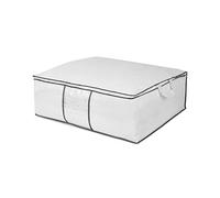 Compactor - Housse de rangement pour couette et vêtements zippée avec poignées, coloris blanc et liseré gris, rangement placards