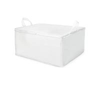 Compactor - Housse de rangement pour couette et vêtements zippée avec poignées, coloris blanc translucide, rangement placards