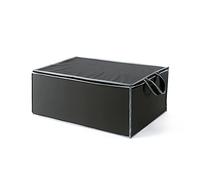 Compactor - Housse de rangement pour couette et vêtements zippée avec poignées, coloris noir et liseré gris, rangement placards